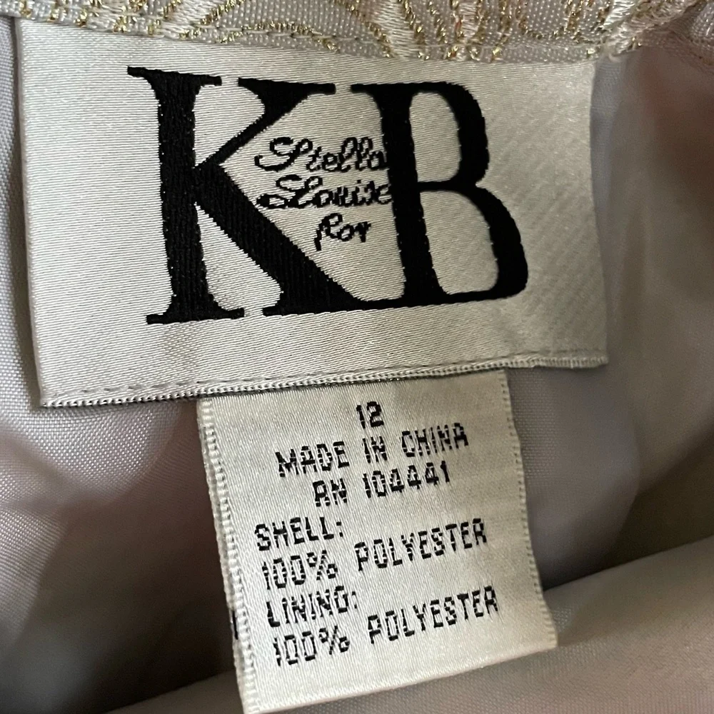 Stella Louise KB Vintage New Without Tag Silver Gold White Brocade Midi Skirt